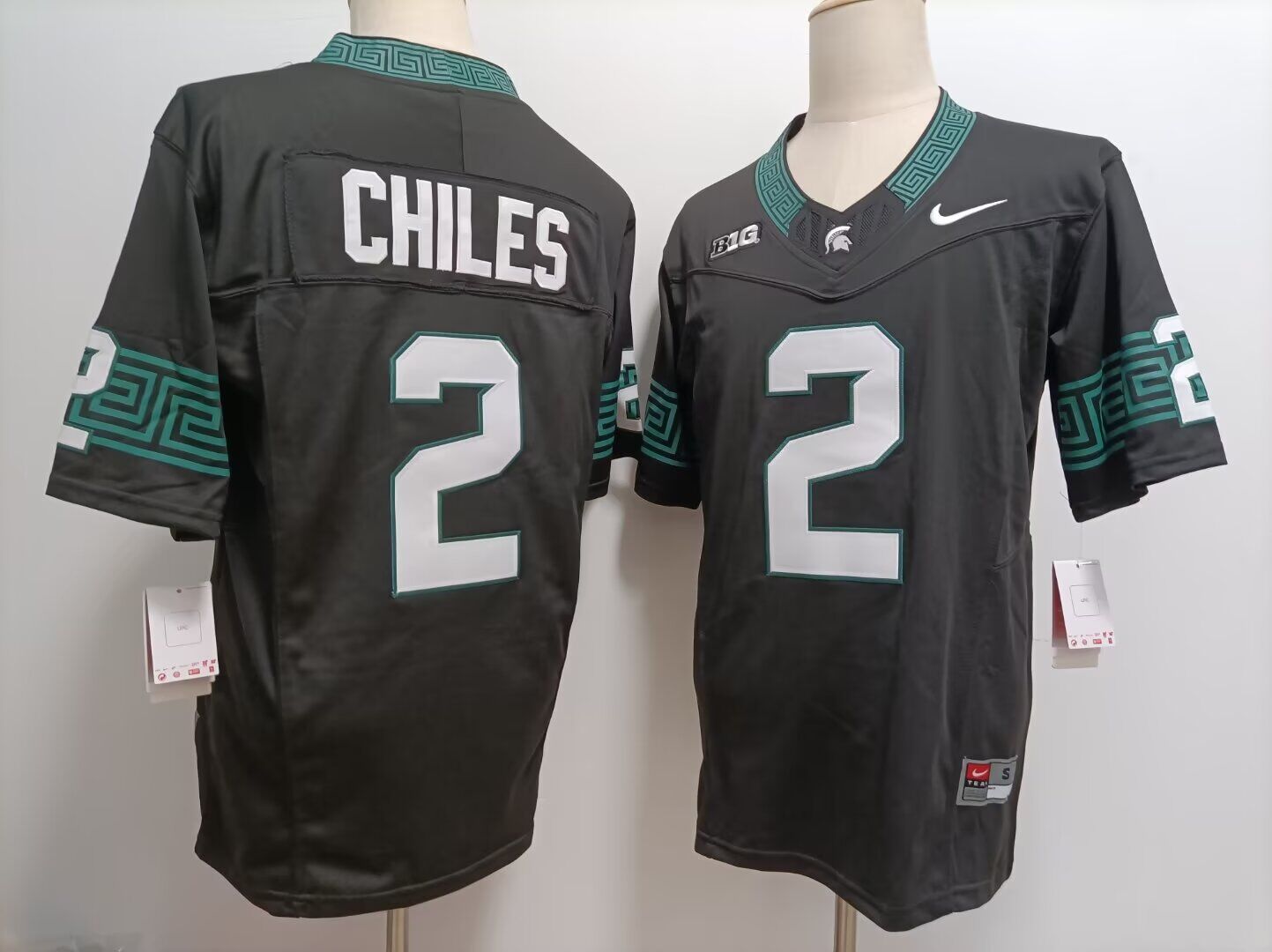 Men NCAA Michigan State #2 Chiles black 2024 Nike jersey